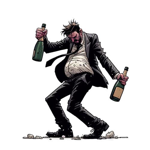 Fejrende Mand med Champagneflasker