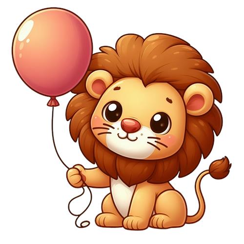 Sød løve med ballon
