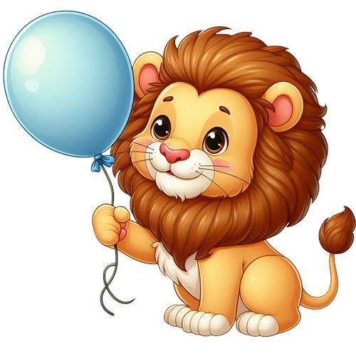 Sødt lille løve med ballon