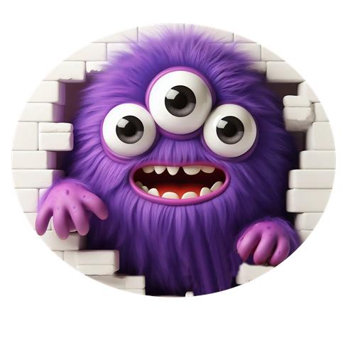 Glædelig lilla monster med tre øjne