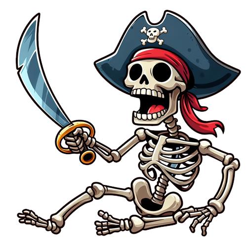 Skeletpirat med sværd
