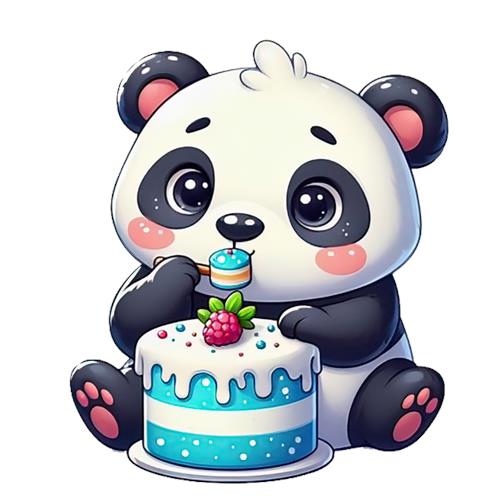 Sødt panda med fødselsdagskage