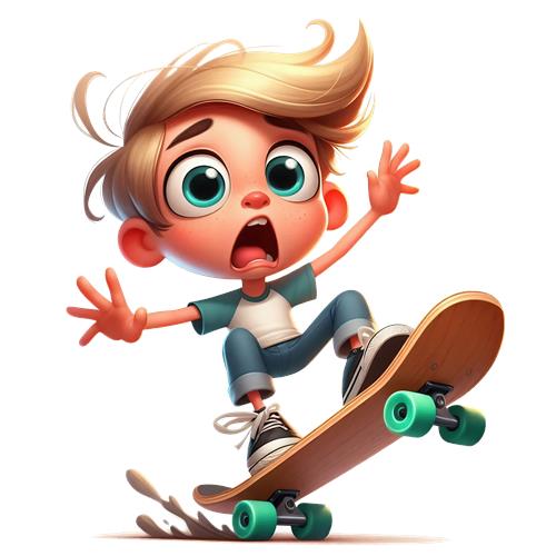 Drengen der falder på skateboard