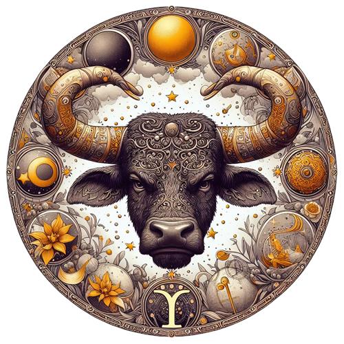 Astrologisk Tyr Symbol med Universale Elementer