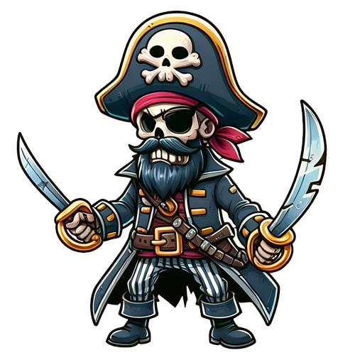 Modig Pirat med Sværd og Skull Hat