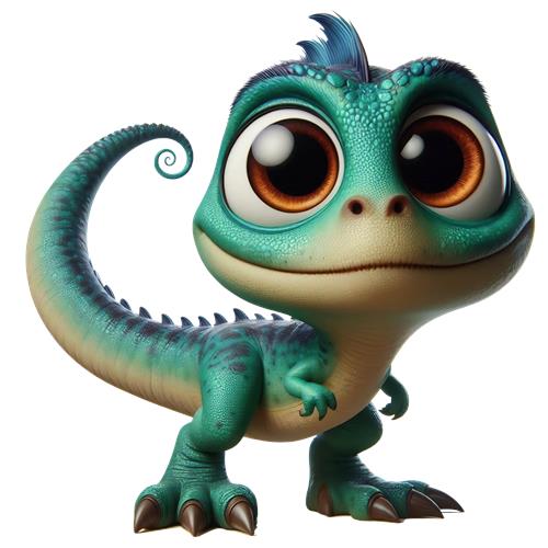 Sød lille dinosaur med store øjne