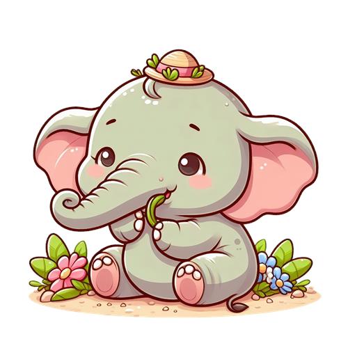 Sød lille elefant med hat