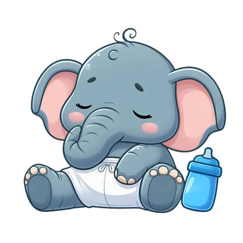 Sødt Elefant Barn med Flaske