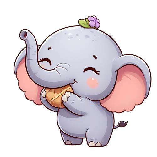 Glad Elefant med Isvaffel