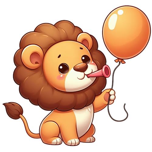 Sød lille løve med ballon