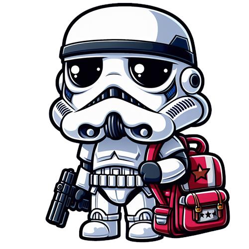 Kawaii Stormtrooper med rygsæk