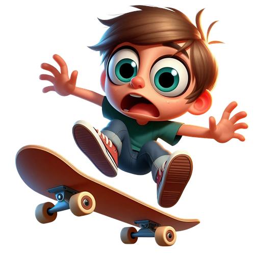 Ung dreng på skateboard i aktion