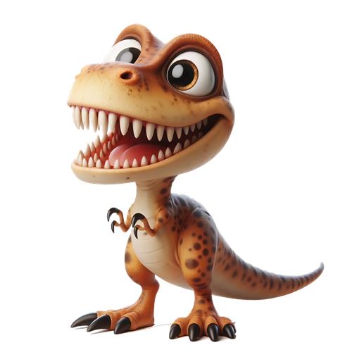 Glædelig dinosaur med store tænder