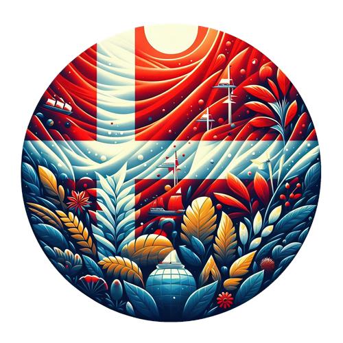 Farverig Natur med Dansk Flag