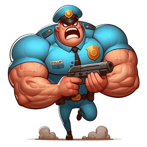 Muscular Politibetjent med Pistol