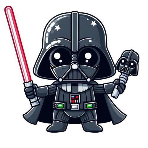 Kawaii Darth Vader med lyssabel