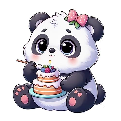 Sød panda med kage