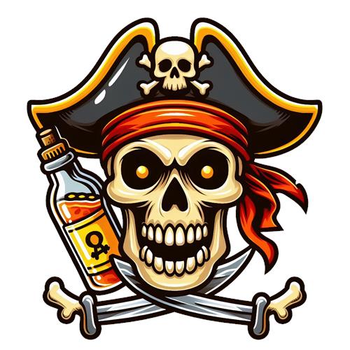 Piratskalle med Flasker og Krydser