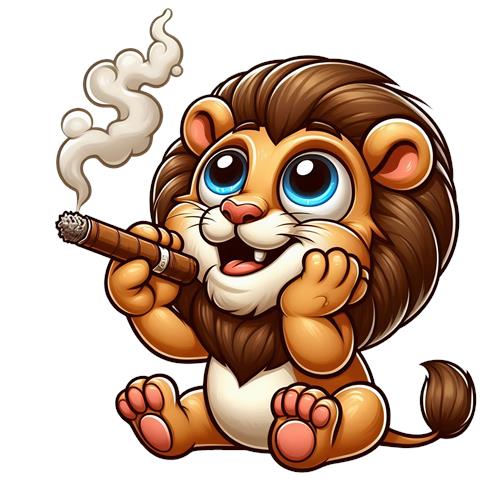 Glad løve med cigar