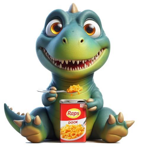 Sødt dinosaur-barn spiser pasta