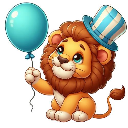 Festlig Løve med Ballon