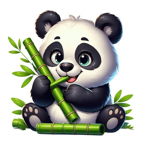 Sød panda med bambus