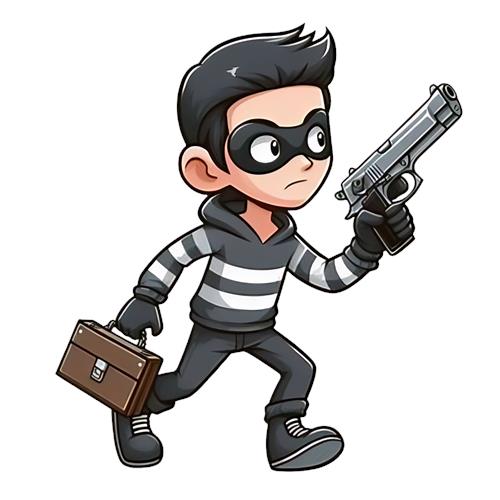 Animeret tyv med pistol