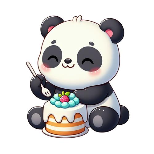 Sødt panda med kage