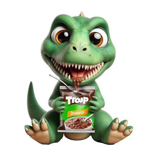 Sød dinosaur med snacks