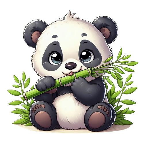 Sød panda med bambus