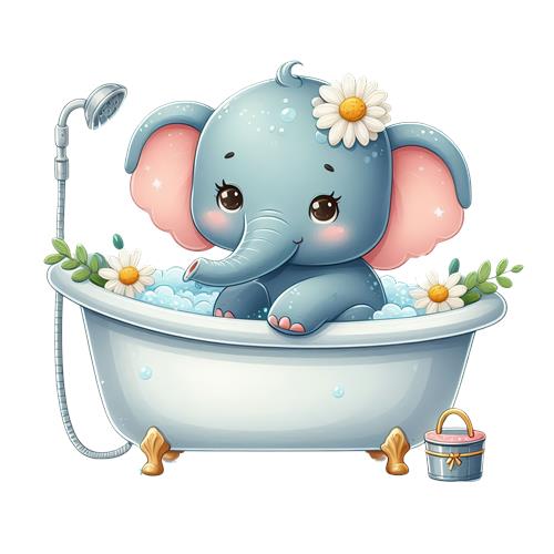 Sød elefant i badekar