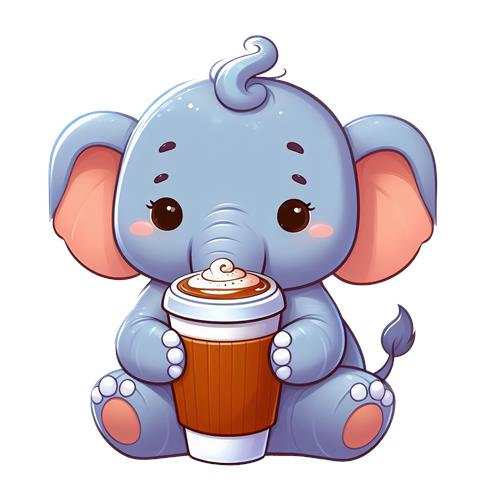 Sødt Elefant Barn med Kaffe