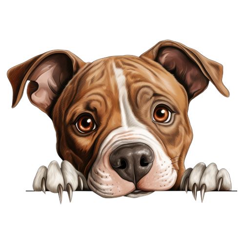 Brindle hund med poter på kanten