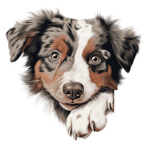 Australian Shepherd hund med pote