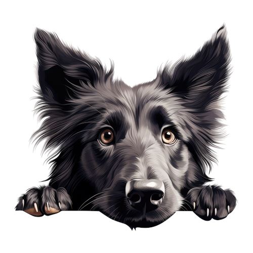 Sød sort og hvid hund med poter