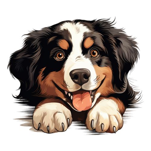 Sød trefarvet hund med tungen ude