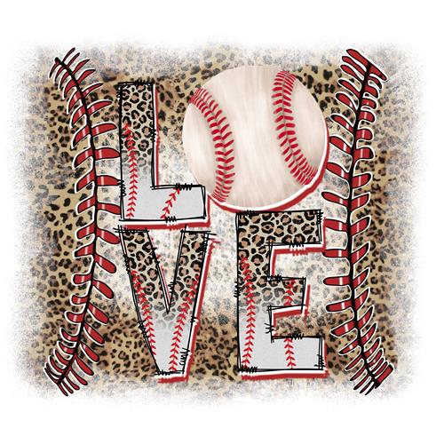 Baseball LOVE med leopardmønster