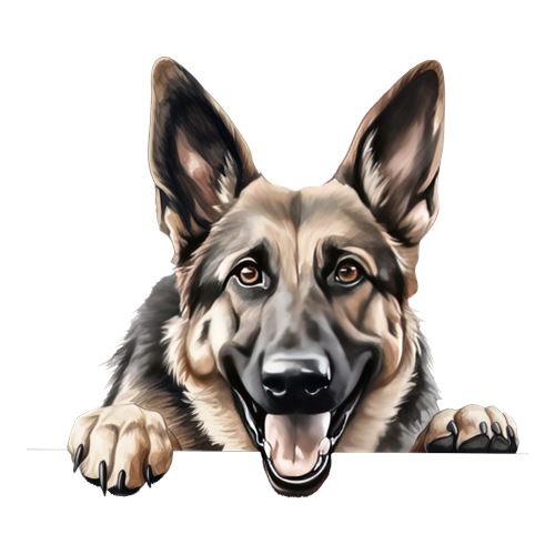 Schæferhund med poter over kanten