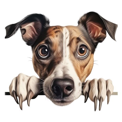 Sød hund med poter over kanten