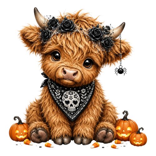 Sød Halloween-ko med kranietørklæde
