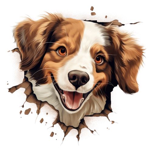 Glad hund gennem væggen