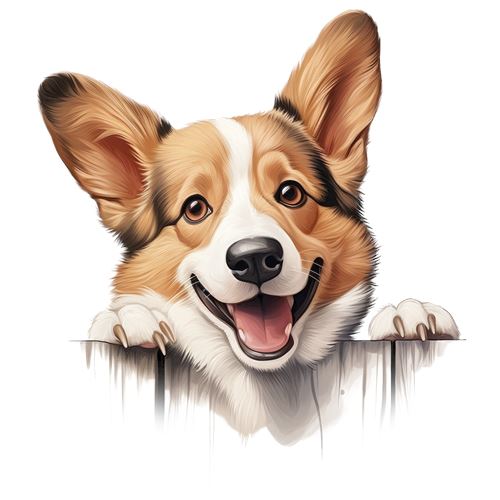 Sød corgi med poterne over kanten