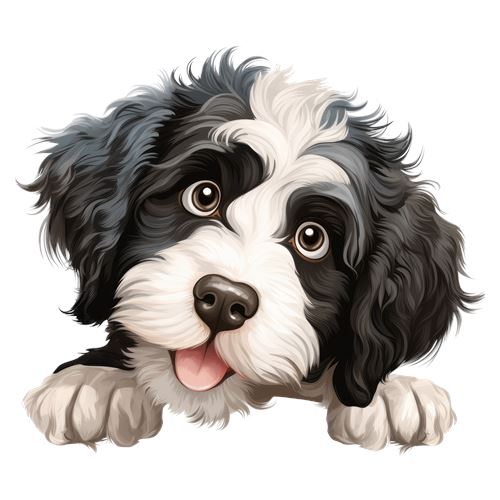 Sød sort og hvid hund