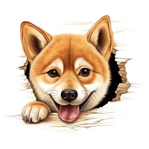 Sød Shiba Inu-hund med tungen ude