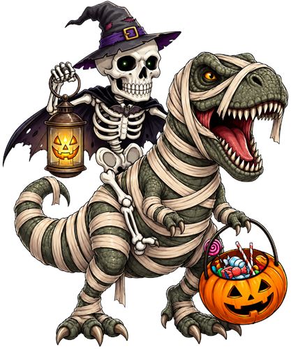 Halloween-skelet på mumiedinosaur