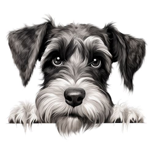 Sort og hvid schnauzerhund