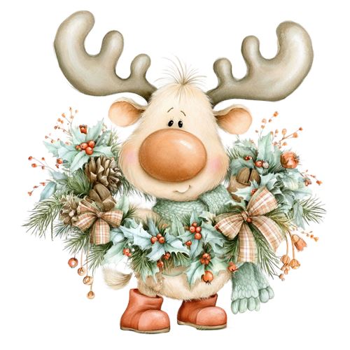 Sød juleelg med julekrans