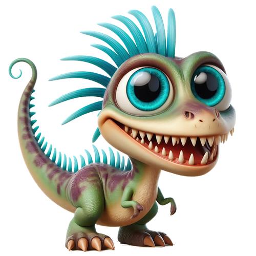 Farverig Dinosaur med Blå Pels