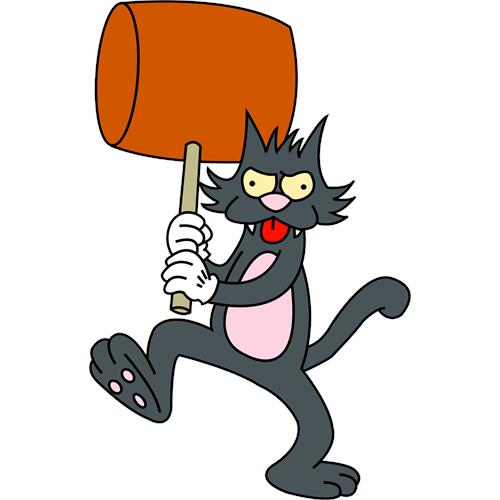 Katten med kæmpe hammer