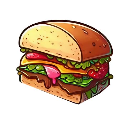Farverig burger med fyld